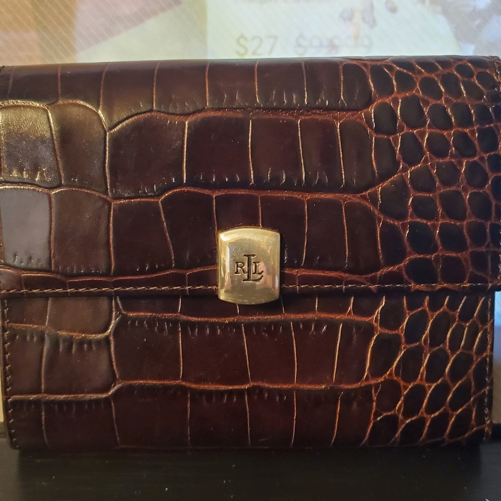 Ralph Lauren Chocolate Faux Crocodile Wallet